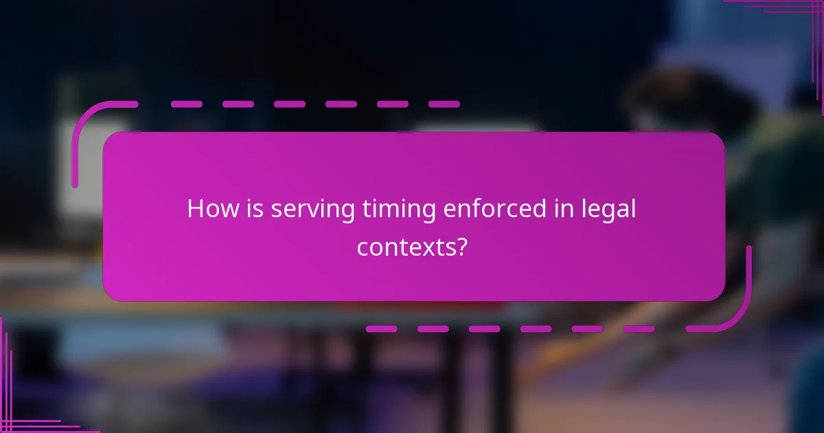 How is serving timing enforced in legal contexts?